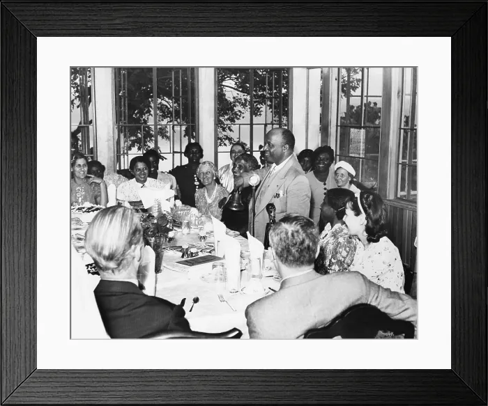 Framed Print : Father Divine rings the dinner bell calling his angels and disciples at the Milton, N.Y. Heaven