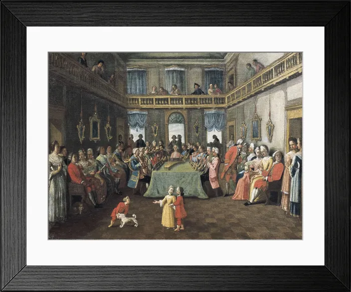 Framed Print : Concert in a Private House. 18th c. School of Longhi. Oil on canvas. ITALY. Venice