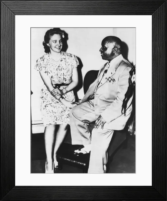 Framed Print : Father Divine, Cult leader and his 21 year old white bride, Edna Ritchings of Vancouver B.C. She agreed to the standard Peace Mission Movement celibate marriage