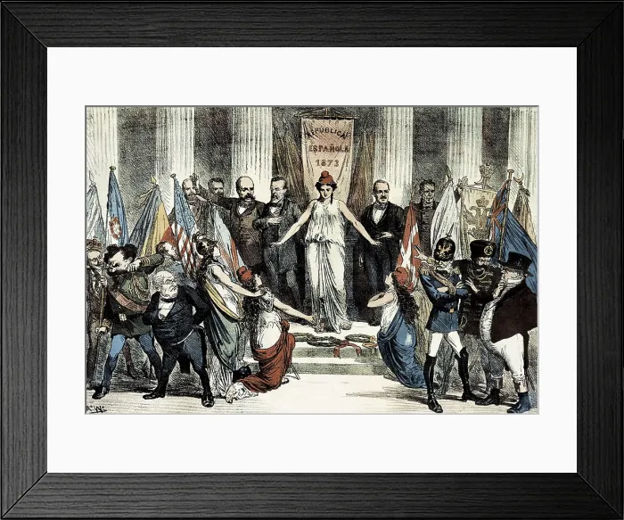 Framed Print : Spain (1873). Proclamation of the First Republic (11th February 1873). Caricature. AISA / Everett Collection**US SALES ONLY**