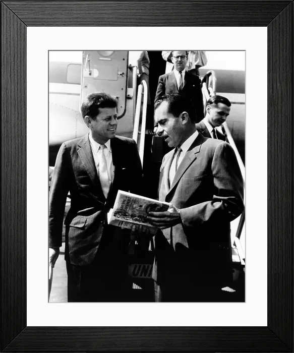 Framed Print : Vice-President Richard Nixon (right) and Senator John Kennedy at Chicago's Midway Airport