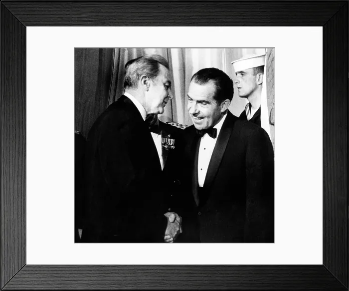 Framed Print : President Richard Nixon shakes hands with Sen. Eugene McCarthy at a White House reception for Congress