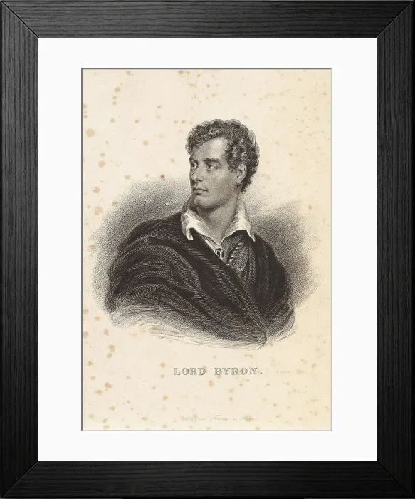 Framed Print : Byron, George Gordon Byron, 6th Baron, called 'Lord Byron' (1788-1824). Etching. SPAIN. Madrid. Romantic Museum. AISA / Everett Collection**US SALES ONLY**