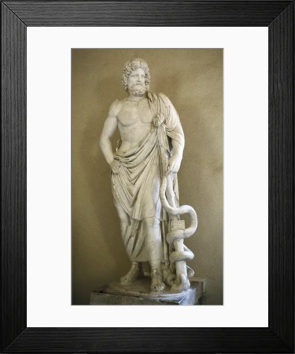 Framed Print : Asclepius. 4th c. BC. Classical Greek art. Sculpture on marble. GREECE. Epidaurus. Archaeological Museum of Epidaurus. AISA / Everett Collection**US SALES ONLY**