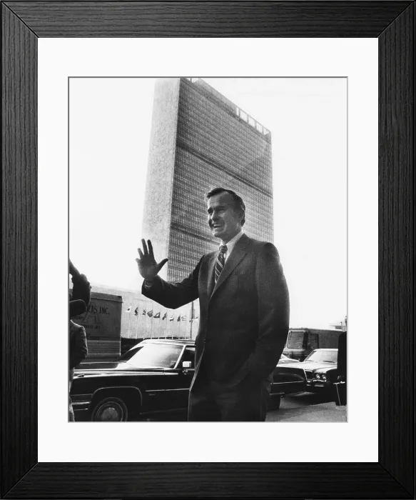 Framed Print : U.S. Ambassador George Bush before his last official appearance at the UN on Jan. 16, 1973. President Nixon named him Chairman of the Republican National Committee