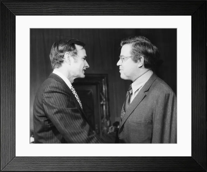 Framed Print : George Bush, President's Ford's nominee for CIA Director, and an opponent, Sen. Frank Church