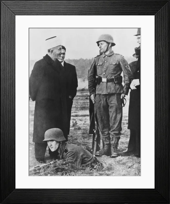 Framed Print : Grand Mufti of Jerusalem, Haj Amin El Husseini, with troops of Nazi SS Death's Head Regiment Framed Print : Grand Mufti of Jerusalem, Haj Amin El Husseini, with troops of Nazi SS Death's Head Regiment