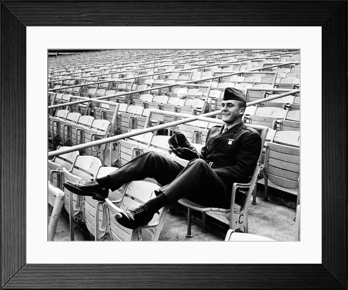 Framed Print : Frank Tug McGraw at Shea Stadium after signing his 1966 contract on Jan. 18, 1966. He was still in the U.S