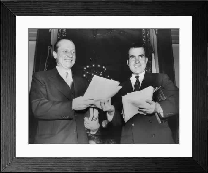 Framed Print : Vice President Richard Nixon and Republican Senate Majority leader William F. Knowland. August 6, 1953. Both were ambitious politicians and sometimes rivals, from California Framed Print : Vice President Richard Nixon and Republican Senate Majority leader William F. Knowland. August 6, 1953. Both were ambitious politicians and sometimes rivals, from California