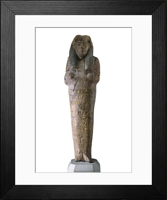 Framed Print : Ushabti with inscriptions. 1554 BC. Polychrome wood. Egyptian art. New Kingdom. Sculpture on wood. SPAIN. Madrid. National Museum of Archaeology