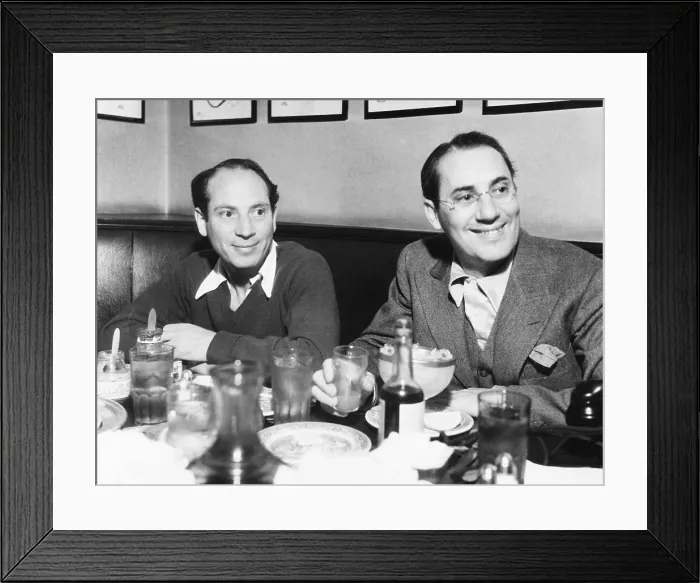 Framed Print : Harpo (left) and Groucho Marx at lunch in the famous Brown Derby Restaurant in Hollywood. Feb. 16, 1933 (CSU_2015_11_1249)