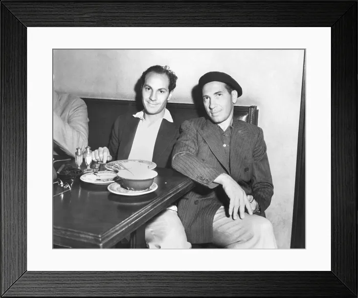 Framed Print : Zeppo and Chico Marx at the Brown Derby, where many Hollywood film stars have lunch. August 29, 1932. (CSU_2015_11_1250)