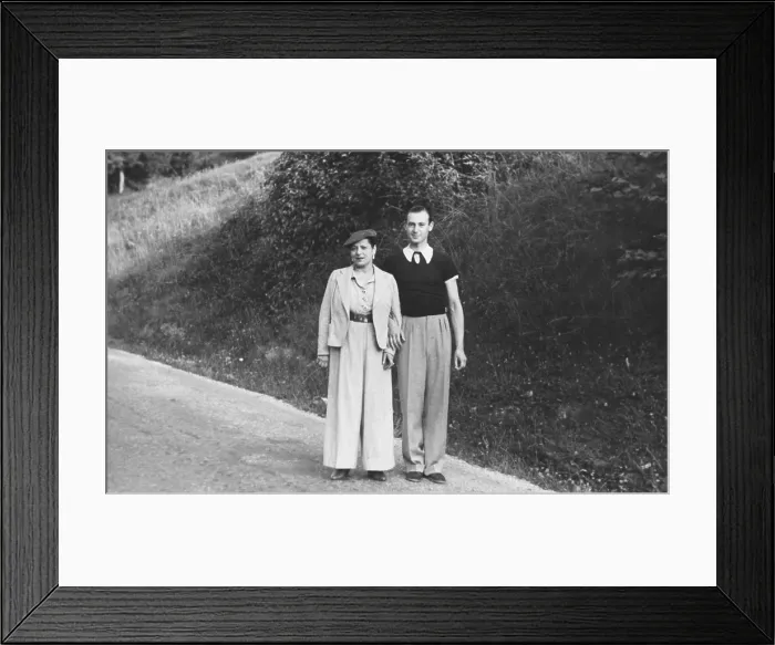 Framed Print : Madame Helena Rubenstein and her oldest son, Roy Titus, in 1937. They were motoring to Brides la Bain, France. Rubenstein was married to Edward William Titus from 1908 to 1938