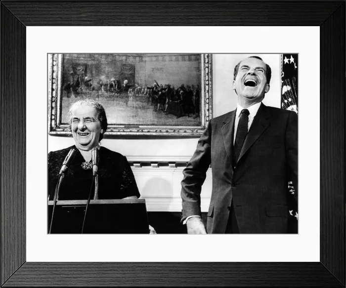 Framed Print : Israeli Prime Minister Golda Meir and President Richard Nixon meet with the press in the Roosevelt Room of the White House. Sept. 26, 1969 Framed Print : Israeli Prime Minister Golda Meir and President Richard Nixon meet with the press in the Roosevelt Room of the White House. Sept. 26, 1969