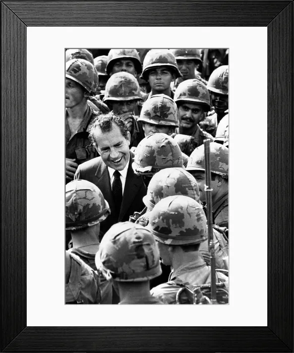 Framed Print : President Richard Nixon greets US combat troops at the 1st Division's Di An Base ten miles from Saigon. Nov. 3, 1972. (CSU_ALPHA_525) CSU Archives / Everett Collection