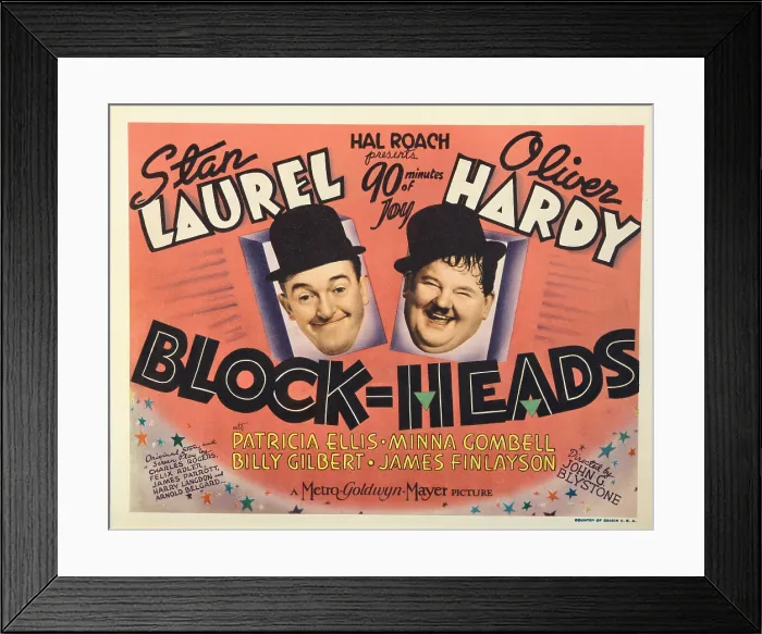 Framed Print : BLOCK-HEADS, US lobbycard, from left: Stan Laurel, Oliver Hardy, 1938