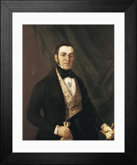Framed Print : GOMEZ Y CROS, Antonio (end 18th century-1863). Portrait of Manuel Breton de los Herreros. 1839. Oil on canvas. SPAIN. Madrid. Romantic Museum