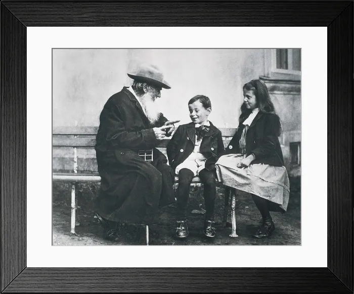 Framed Print : TOLSTOY, Lev Nikolayevich, Leo (1828-1910). Leo Tolstoy with his grandchildren in 1909. AISA / Everett Collection**US SALES ONLY**