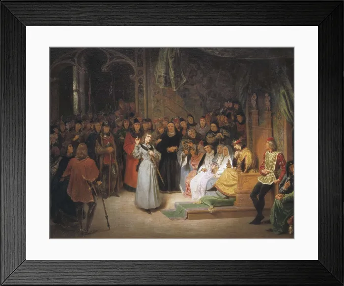 Framed Print : SAINT-EVRE, Gillot (1791-1858). Joan of Arc before Charles VII. 1833. Romanticism. Oil on wood. FRANCE. Paris. Louvre Museum. AISA / Everett Collection**US SALES ONLY**