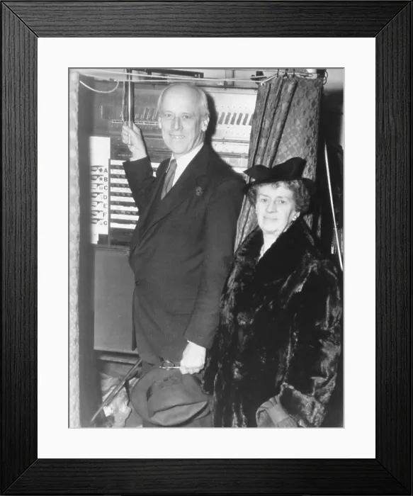 Framed Print : Norman Thomas and his wife Frances Stewart Thomas voting on Nov. 7, 1944. Thomas was the Socialist Candidate for President. (CSU_2015_11_1415)