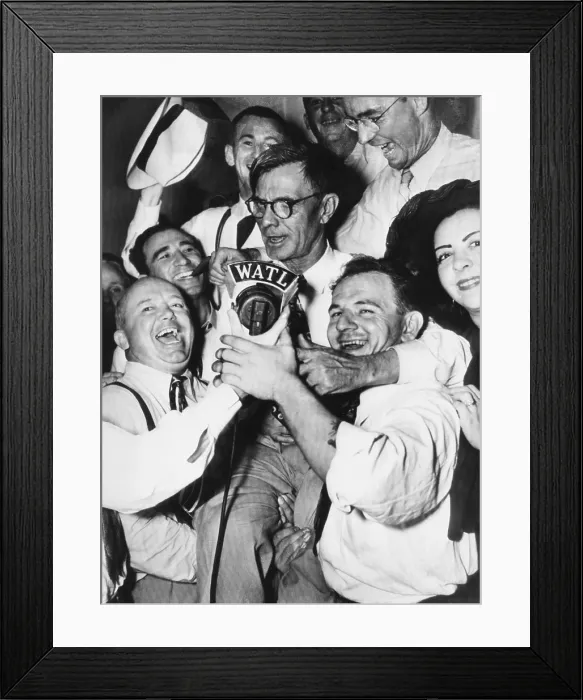 Framed Print : Eugene Talmadge, celebrating his victory in the democratic primary in Georgia. July 17, 1946 Framed Print : Eugene Talmadge, celebrating his victory in the democratic primary in Georgia. July 17, 1946