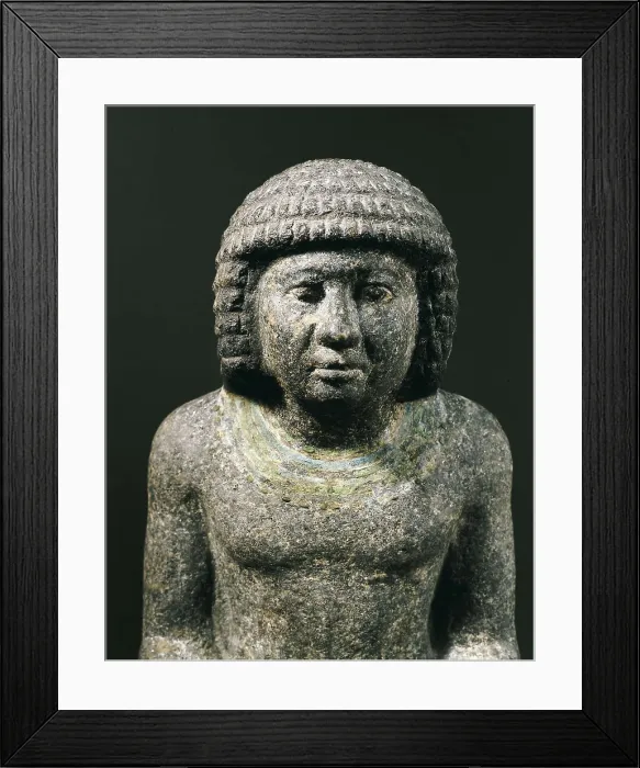 Framed Print : Figure of man. 26th-24th c. BC. Detail. Work of th Middle Kingdom, 5th Dynasty. Egyptian art. Middle Kingdom. Sculpture on rock. FRANCE. Paris. Louvre Museum. Proc: EGYPT
