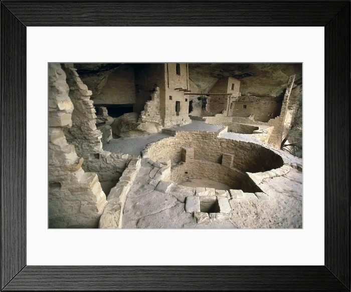 Framed Print : UNITED STATES OF AMERICA. COLORADO. Mesa Verde National Park. Balcony House in Chapin Mesa. Building of the Indio mor Anazasi Indians (c. 600 AD)