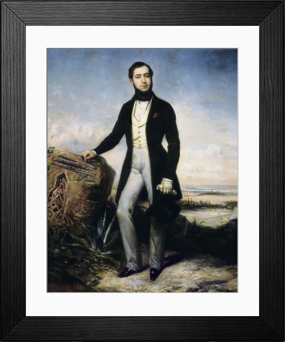 Framed Print : LEPAULLE, Franois Gabriel (1804-1886). Portrait of Ferdinand de Lesseps. 1840. Romanticism. Oil on canvas. FRANCE. Bayonne. Muse Bonnat (Bonnat Museum)