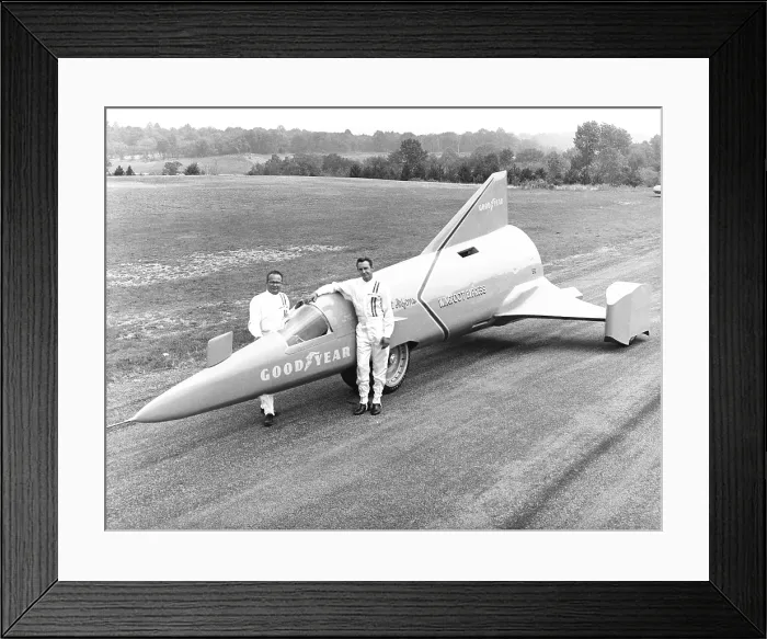 Framed Print : Drag racer Walter Arfons, with the Wingfoot Express in 1964 Framed Print : Drag racer Walter Arfons, with the Wingfoot Express in 1964