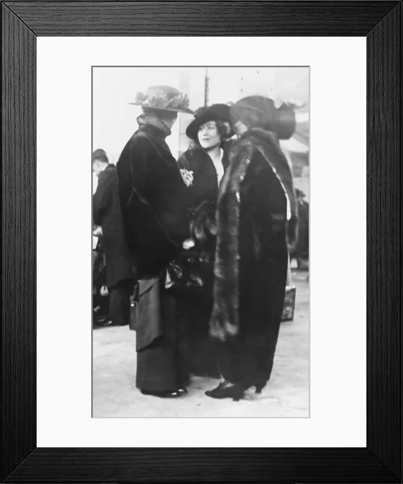 Framed Print : Mrs. Ava Willing Astor (center) arriving on the ocean liner, Imperator, March 19, 1914