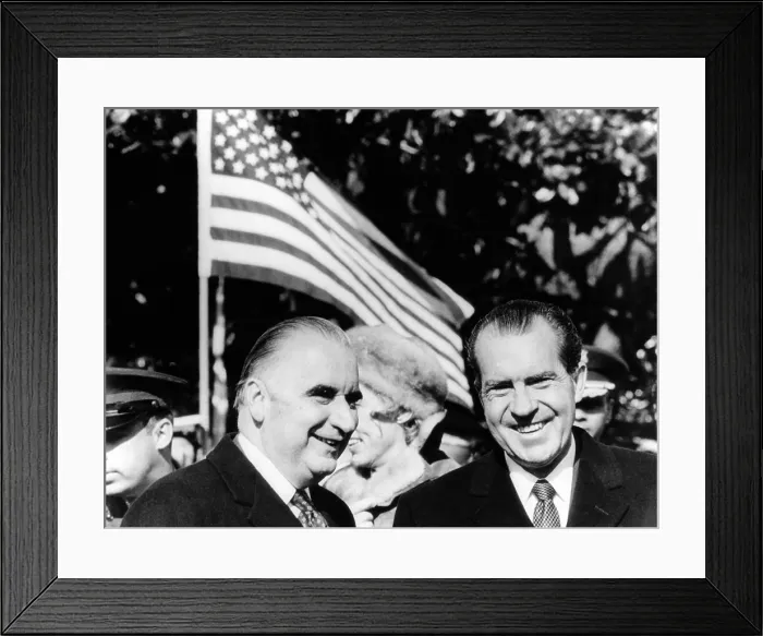 Framed Print : President Richard Nixon greets French President Georges Pompidou at the White House. Feb. 24, 1970. (CSU_ALPHA_528) CSU Archives / Everett Collection
