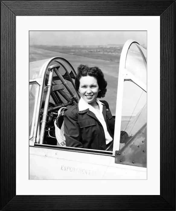 Framed Print : Margaret (Mickey) McGrath, former WASP in the cockpit of an XAT-6E trainer aircraft