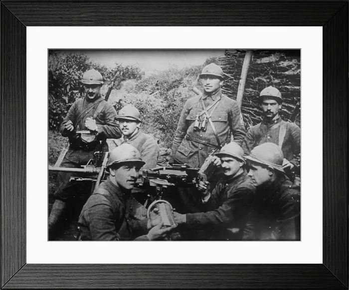 Framed Print : World War I, French soldiers prepare ammo, circa 1914-1918 Framed Print : World War I, French soldiers prepare ammo, circa 1914-1918