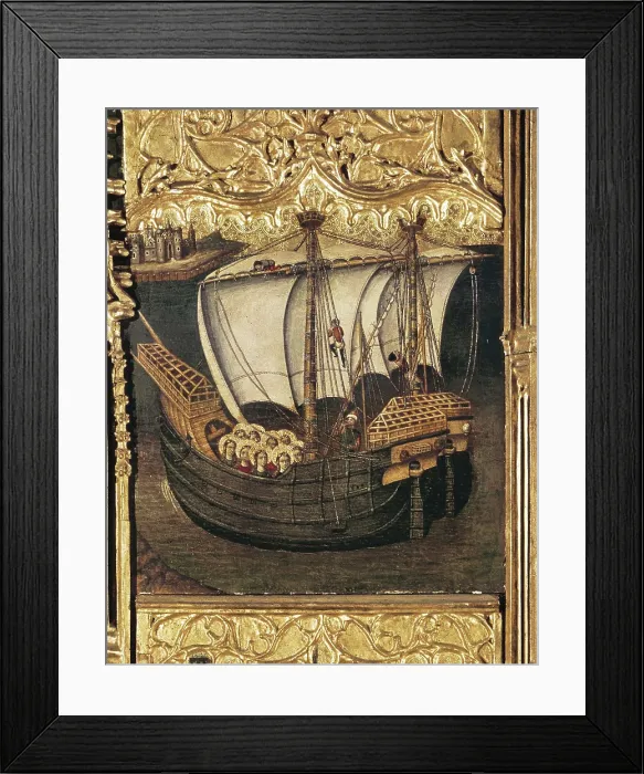 Framed Print : REIXAC, Joan (15th century). Altarpiece of St. 1468. Left upper detail: a boat. International gothic. Tempera on wood. SPAIN. Barcelona. National Art Museum of Catalonia