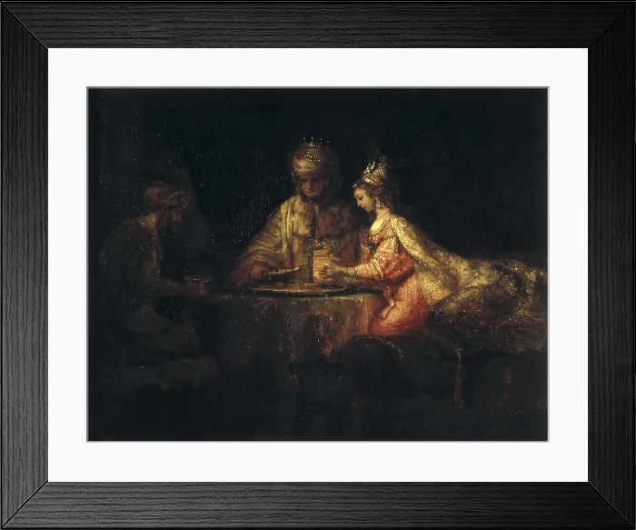 Framed Print : REMBRANDT, Harmenszoon van Rijn, called (1606-1669). Assuerus, Hamman and Esther. 1660. Baroque art. Oil on canvas. RUSSIA. Moscow. Pushkin Museum of Fine Arts Framed Print : REMBRANDT, Harmenszoon van Rijn, called (1606-1669). Assuerus, Hamman and Esther. 1660. Baroque art. Oil on canvas. RUSSIA. Moscow. Pushkin Museum of Fine Arts