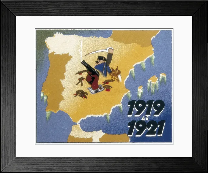 Framed Print : Spain (1919-1921). Poster about the repression of the labour movement. Edited by the Comissary of Propaganda of the Generalitat of Catalonia (1937). SPAIN. Barcelona Framed Print : Spain (1919-1921). Poster about the repression of the labour movement. Edited by the Comissary of Propaganda of the Generalitat of Catalonia (1937). SPAIN. Barcelona