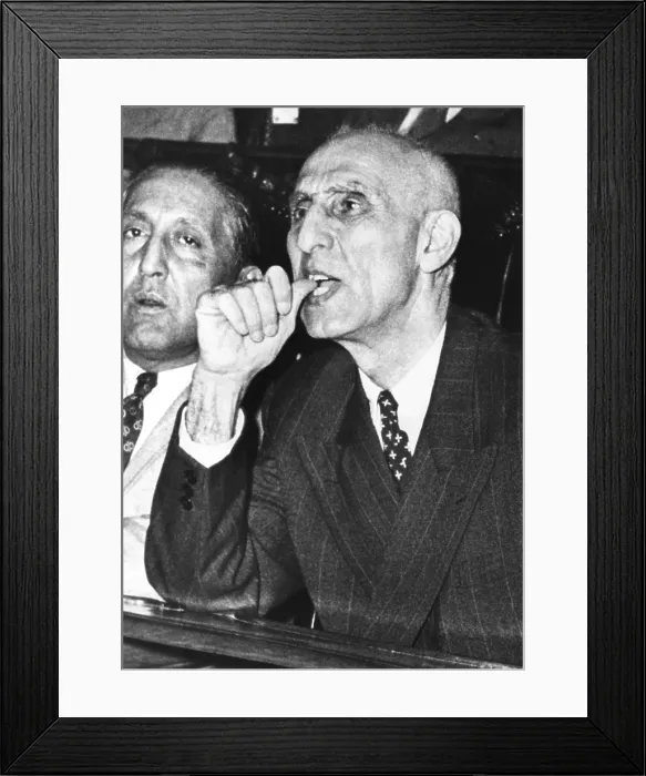 Framed Print : Mohammed Mossadegh, awaits the vote of confidence in the Iranian parliament