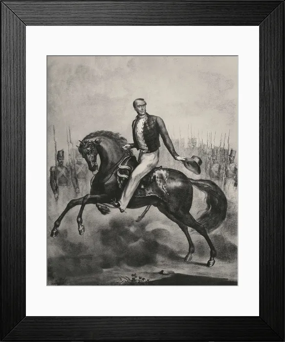 Framed Print : ZURBANO, Martn (1788-1845). Spain. First Carlist War. Martn Zurbano on horseback in the battlefront. Engraving. SPAIN. Madrid. National Library Framed Print : ZURBANO, Martn (1788-1845). Spain. First Carlist War. Martn Zurbano on horseback in the battlefront. Engraving. SPAIN. Madrid. National Library