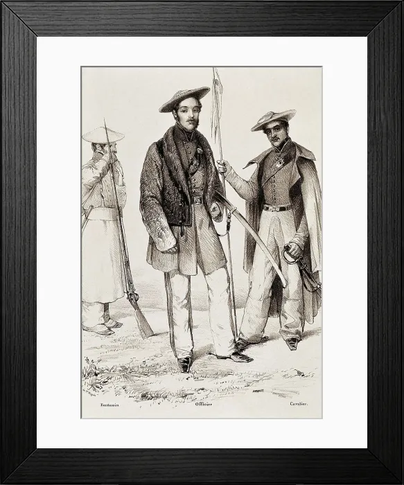 Framed Print : Spain. Carlism. Carlist army uniforms. Litography. SPAIN. Madrid. National Library. AISA / Everett Collection**US SALES ONLY**