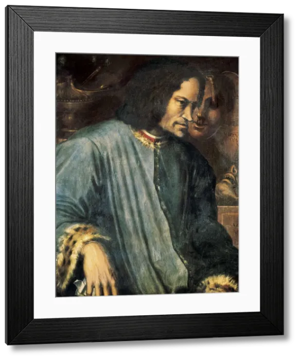 Framed Print : VASARI, Giorgio (1511-1574). Portrait of Lorenzo de Medici, The Magnificent (Ritratto di Lorenzo il Magnifico). 1567 - 1574. Detail. Renaissance art. Cinquecento