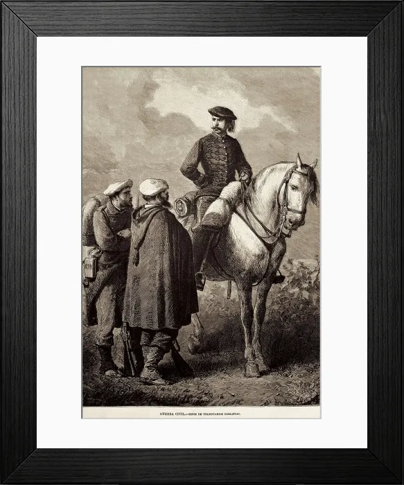 Framed Print : Spain. Second Carlist War. Engraving by Balaca y Canseco in 'La Ilustracin Espaola y Americana' (February 22, 1874). Engraving. SPAIN. Madrid. National Library