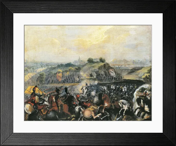 Framed Print : Henry IV in the Battle of Ivry, 14th March 1590. beg. 17th c. France. Wars of Religion. Battle of Ivry (14th March 1590). Oil on wood. FRANCE. Versailles. Palace of Versailles