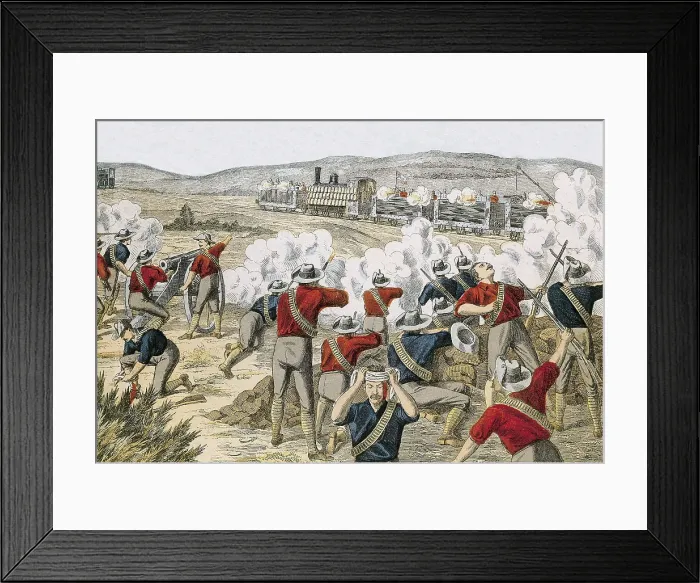 Framed Print : Second Boer War (1899-1902). Boer attack to a train (14th October 1899). Etching. AISA / Everett Collection**US SALES ONLY** Framed Print : Second Boer War (1899-1902). Boer attack to a train (14th October 1899). Etching. AISA / Everett Collection**US SALES ONLY**