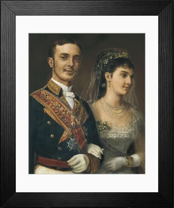 Framed Print : Wedding portrait of Alfonso XII and Mara de las Mercedes in 1878. Detail. Oil on canvas. AISA / Everett Collection**US SALES ONLY**