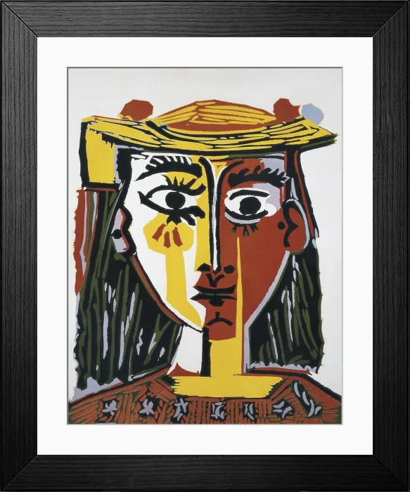 Framed Print : Picasso, Pablo (1881-1973). Bust of a Woman with a Hat. Engraving. SPAIN. Barcelona. Picasso Museum. AISA / Everett Collection - Image has fine art copyright
