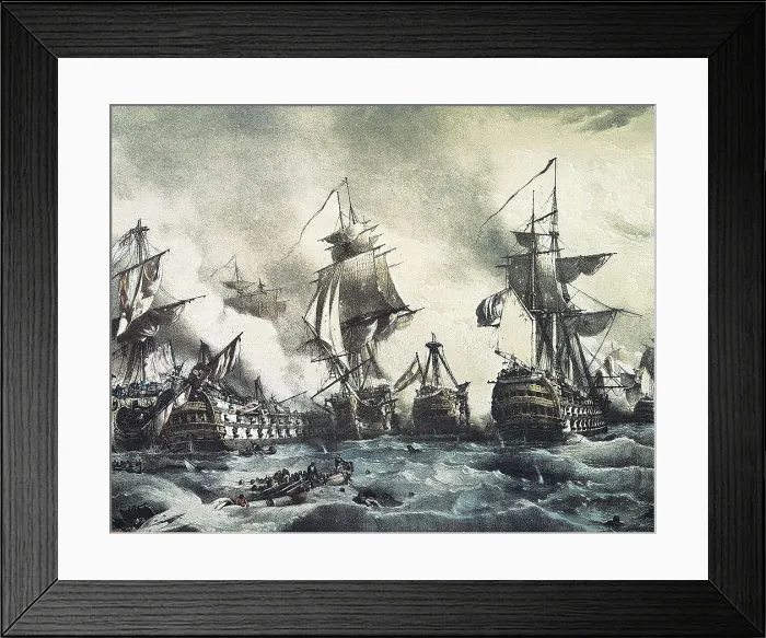 Framed Print : Battle of Trafalgar, 21st October 1805. Engraving. SPAIN. Madrid. National Library. AISA / Everett Collection**US SALES ONLY** Framed Print : Battle of Trafalgar, 21st October 1805. Engraving. SPAIN. Madrid. National Library. AISA / Everett Collection**US SALES ONLY**