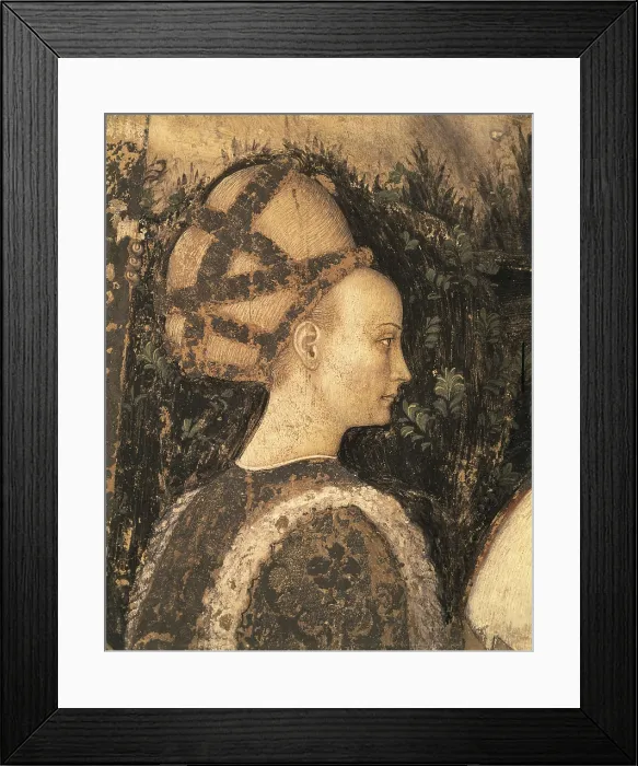 Framed Print : PISANELLO, Antonio di Puccio Pisano, called (1395-1455). Saint George and the Princess of Trebizond. 1436-1438. ITALY. Verona. Church of Saint Anastasia. Detail of the princess