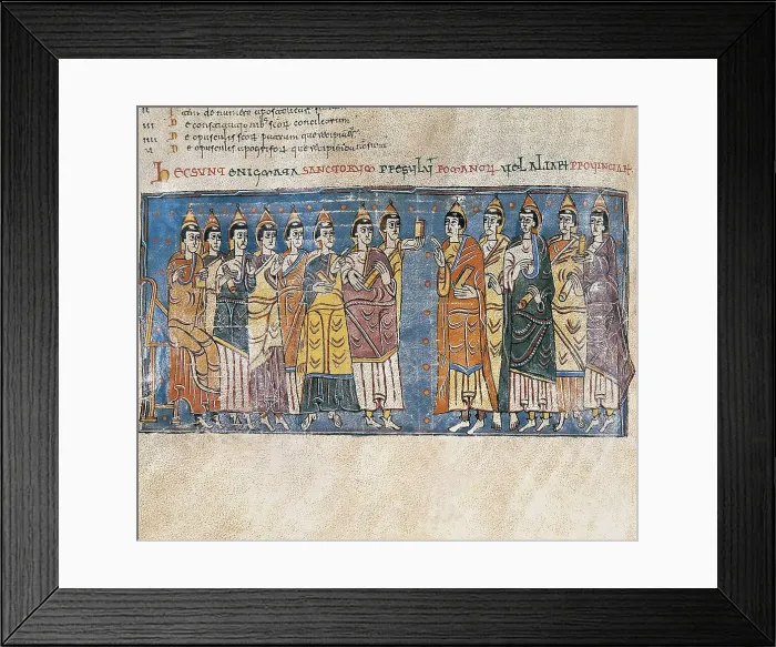 Framed Print : Vigilian or Albelda Codex. 10th c. Council of Hispanic bishops during the Visigothic domination. Mozarabic art. Miniature Painting. SPAIN. San Lorenzo de El Escorial Framed Print : Vigilian or Albelda Codex. 10th c. Council of Hispanic bishops during the Visigothic domination. Mozarabic art. Miniature Painting. SPAIN. San Lorenzo de El Escorial