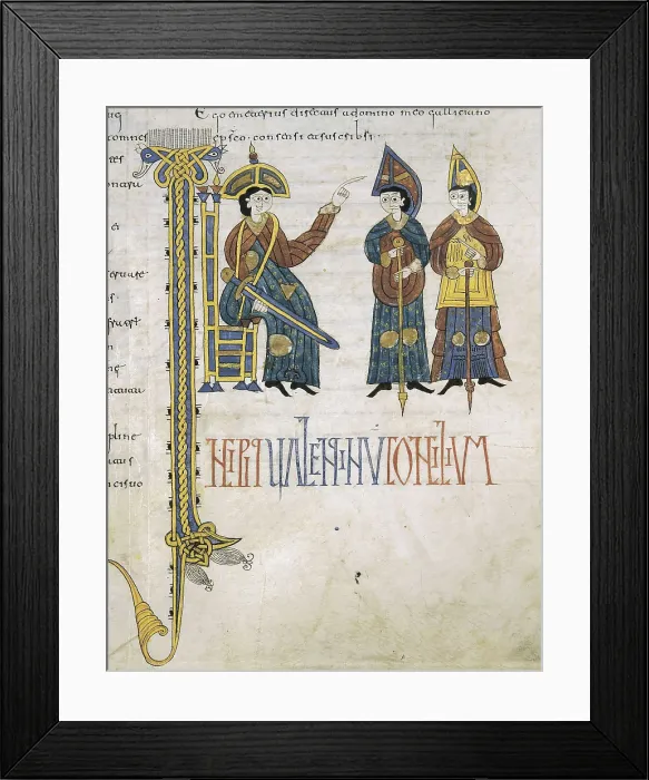 Framed Print : Codex Aemilianensis. 992-994. Council of Hispanic bishops during the Visigothic domination. Mozarabic art. Miniature Painting. SPAIN. San Lorenzo de El Escorial Framed Print : Codex Aemilianensis. 992-994. Council of Hispanic bishops during the Visigothic domination. Mozarabic art. Miniature Painting. SPAIN. San Lorenzo de El Escorial