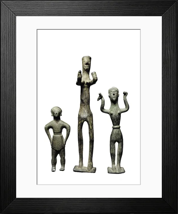 Framed Print : Three Iberian ex-votos. Iberian art. Sculpture on bronze. SPAIN. Madrid. National Museum of Archaeology. AISA / Everett Collection**US SALES ONLY**